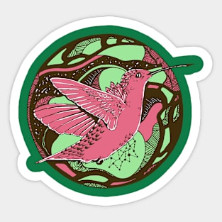 Pink Mint Circle of The Hummingbird Sticker